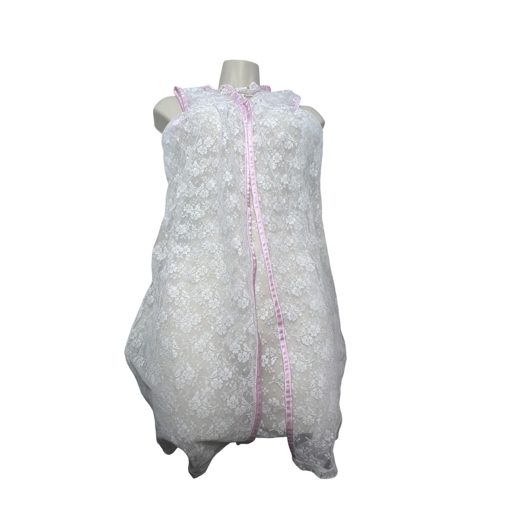 Her‎ Majesty Robe Girls 6 White Lace Zip Front Sleeveless Lightweight Summer